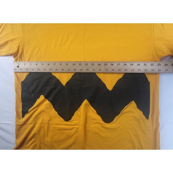 Vintage 90s Peanuts Charlie Brown Zig-Zag Stripe Yellow T-Shirt Mens XL - Picture 6 of 6